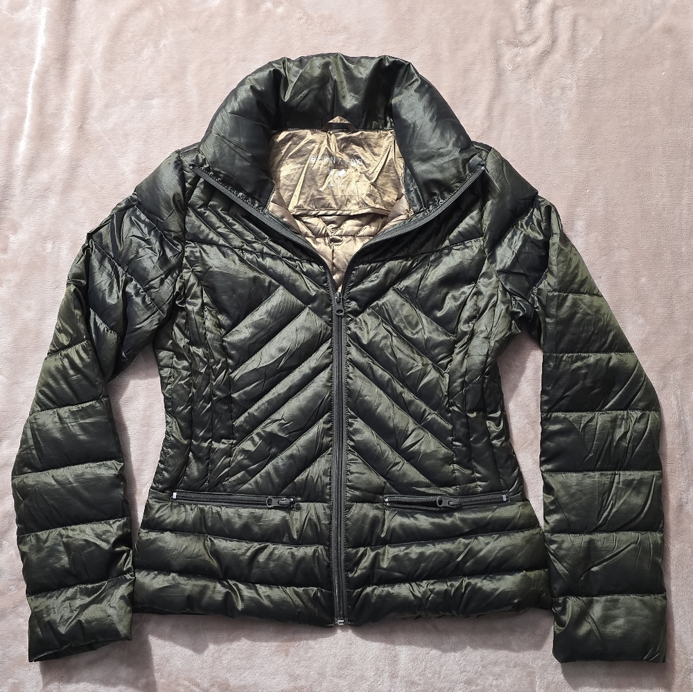 Bernardo Packable Down Puffer Jacket Golden Olive Size Small